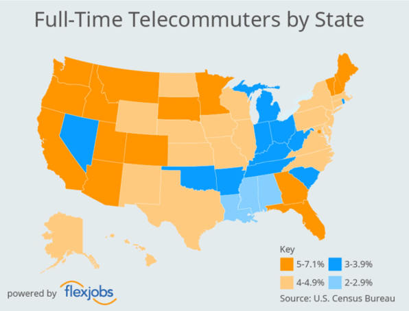 These are the states where the most people work from home | DeviceDaily.com