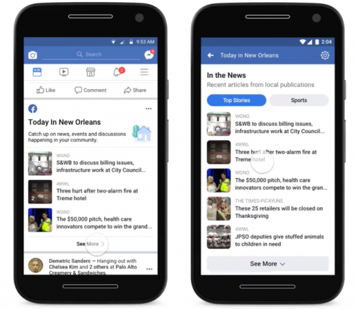 Facebook Debuts Local News Aggregator ‘Today In’