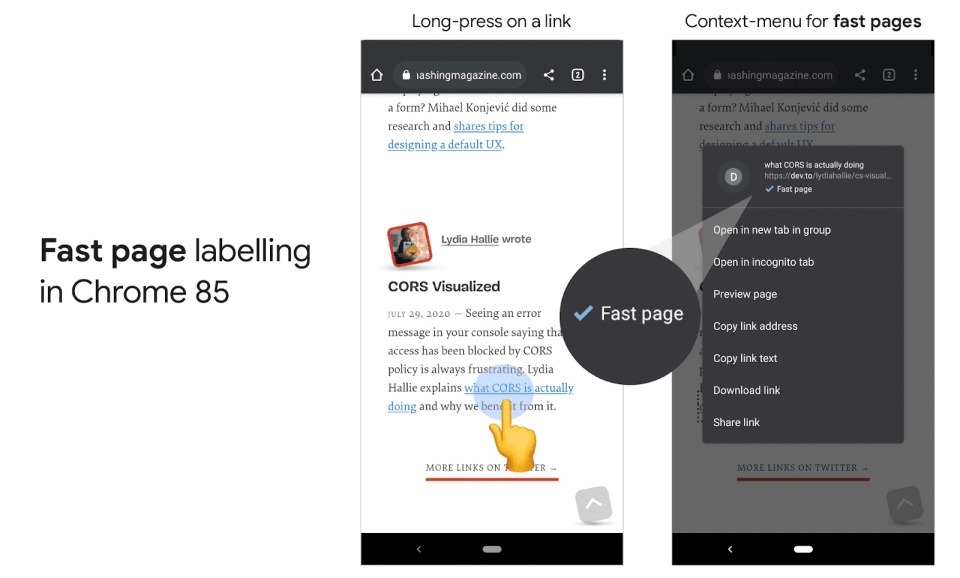 Chrome's 'Fast page' label shows which websites have quick loading times | DeviceDaily.com